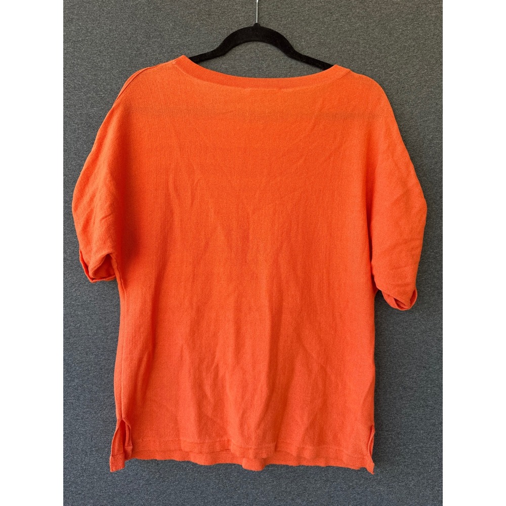 Joseph Ribkoff Orange Dolman Sleeve D-Ring Knit Top Crew Neck Size M preppy - Picture 4 of 7